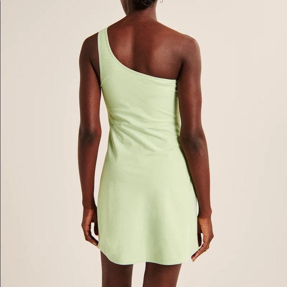 NEW Abercrombie Traveler One-Shoulder Mini Dress Light Bright Green Asymmetrical - Picture 3 of 5
